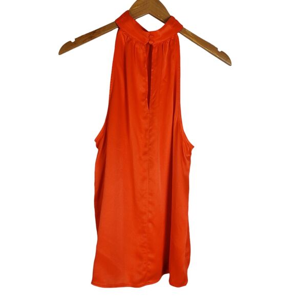 BODEN Satin Cutaway Top US 10 Orange Sleeveless Halterneck Tank - Picture 5 of 12